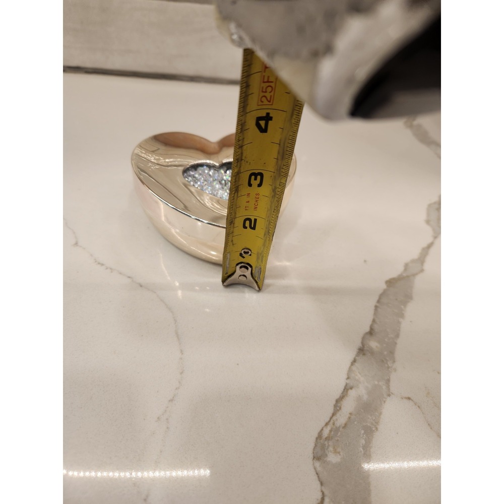 Swarovski Silver-Plated Trinket Heart Jewelry Box W/Loose Clear Crystals‎ In Lid - Picture 10 of 11